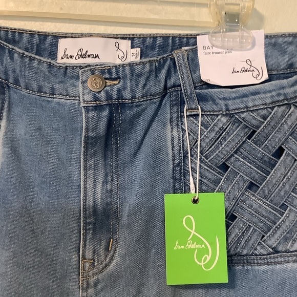 Sam Edelman NWT Women’s size 31 lattice pocket Bay trouser denim flare jeans - Picture 9 of 11